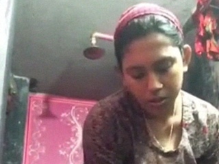 A Bangladeshi beauty takes a nude selfie in the bathroom