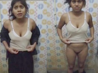 Cute Desi girl takes a bath in the bathroom