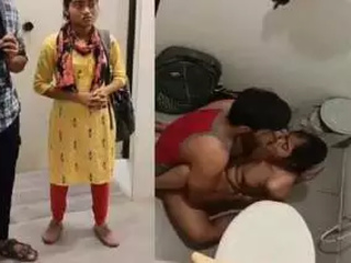 Indian girlfriend enjoys steamy bathroom sex